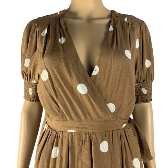Maeve Anthropologie Bernice Midi Polka Dot Wrap Dress Sz 8P 8 with Pockets - Picture 5 of 14